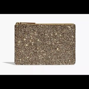 Madewell Leather Pouch Clutch in Glitter